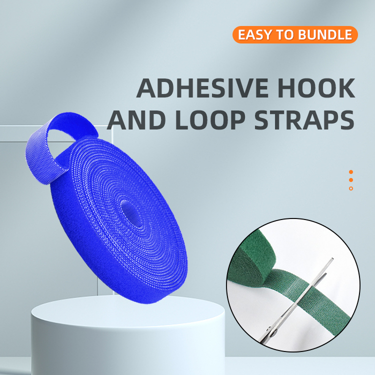 Adhesive hook and loop straps